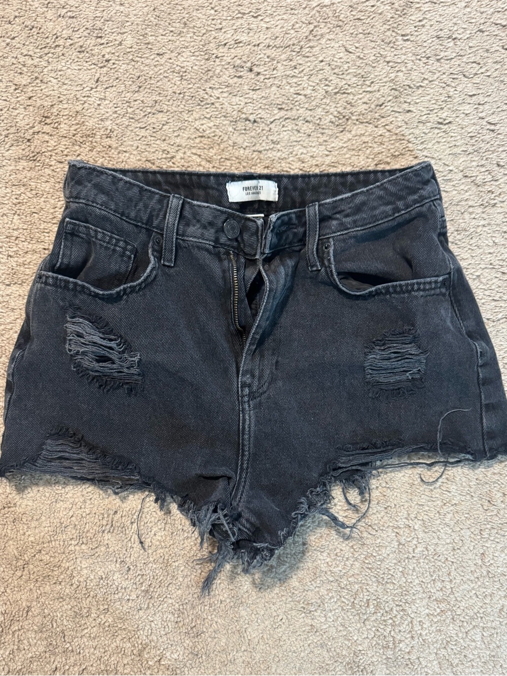 Forever 21 Black Distressed Cutoff Denim Shorts Size 27/ 4